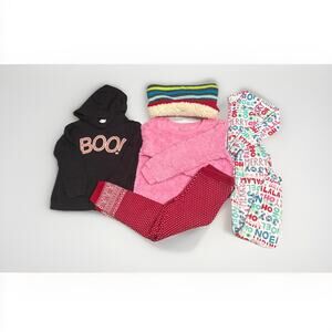 Girls 5T Hoodie Sweatshirt, Neck Warmer, Knit Legging, Christmas Pjs Set, Sweate